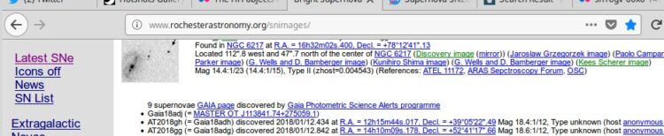 David Bishop van ASRAS (Astronomy Section Rochester Academy of Science, New York ) vroeg om opnamen