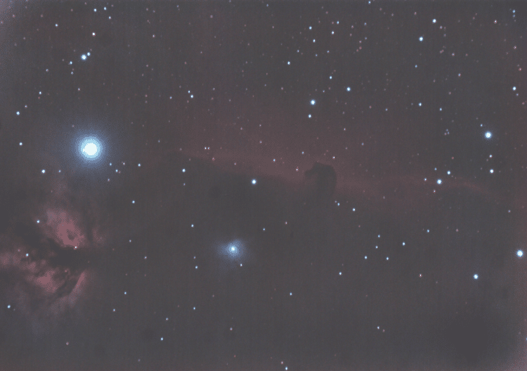 Hierbij de Vlam- en Paardekopnevel van uit Haarlem-Noord op 5-2-2018. 27 opnames van 3 min ISO 800 m