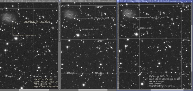En dat is drie. De lightcurve is op weg naar beneden en de speciale pagina voor SN2018gv opnamen is