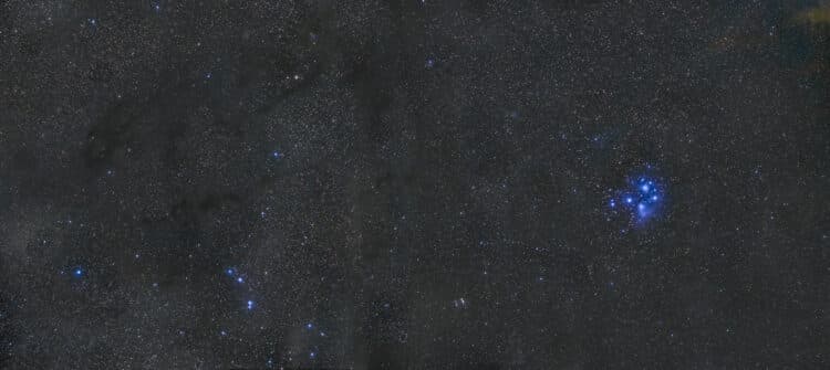 Ik heb eergisteren geprobeerd om een panorama0view vanaf de Taurus Moleculaire wolk tot voorbij de P
