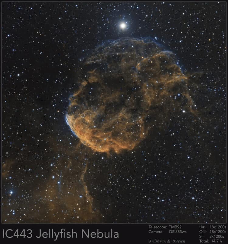 De afgelopen nachten heb ik me beziggehouden met één voorwerp, IC443, oftewel de kwalnevel. Uitein