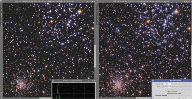 M35 en NGC2158, twee open sterhopen met totaal verschillende ster populaties, M35 bestaat uit jonge,