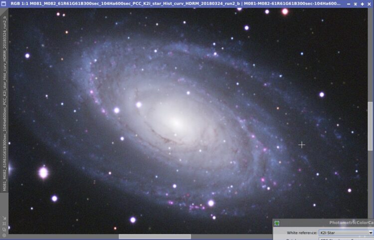 En weer een stapje verder met PhotometricColorcalibration met “K2i star”. Ik weet niet o