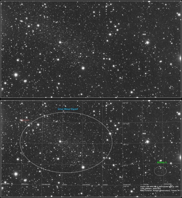 De Ursa Minor Spheriodal Dwerg is het zwakste bekende Stelsel in de Lokale groep met een oppervlakte