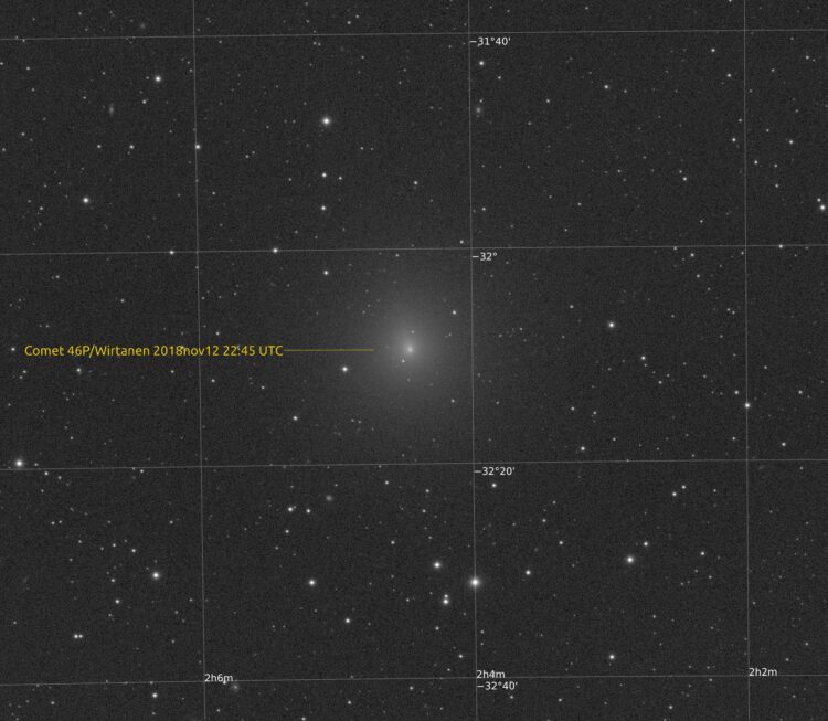 46P/Wirtanen gaat waarschijnlijk de helderste komeet van 2018 worden met een verwachte magnitude 3 t