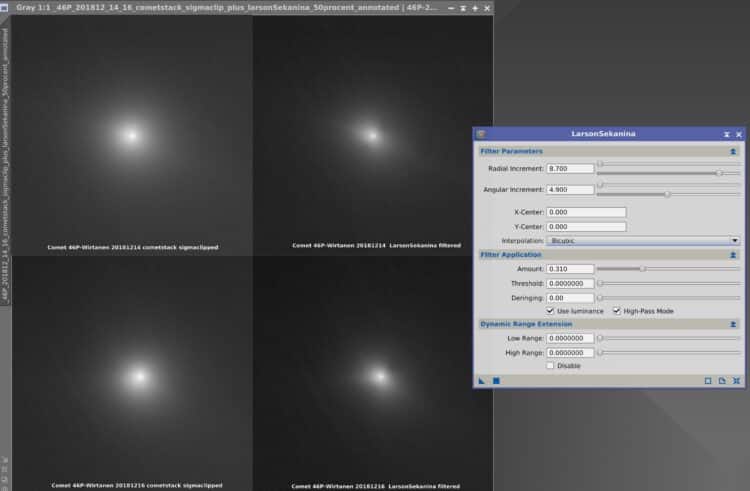 Weer een nieuwe Pixinsight optie toe kunnen passsen, het Larson-Sekanina filter. Hiermee kon ik de d