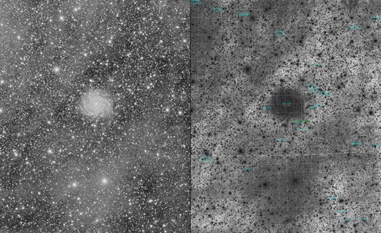 Sterrenstelsel IC342 is te vinden in Camelopardalis dichtbij het vlak van de melkweg en zodoende zic