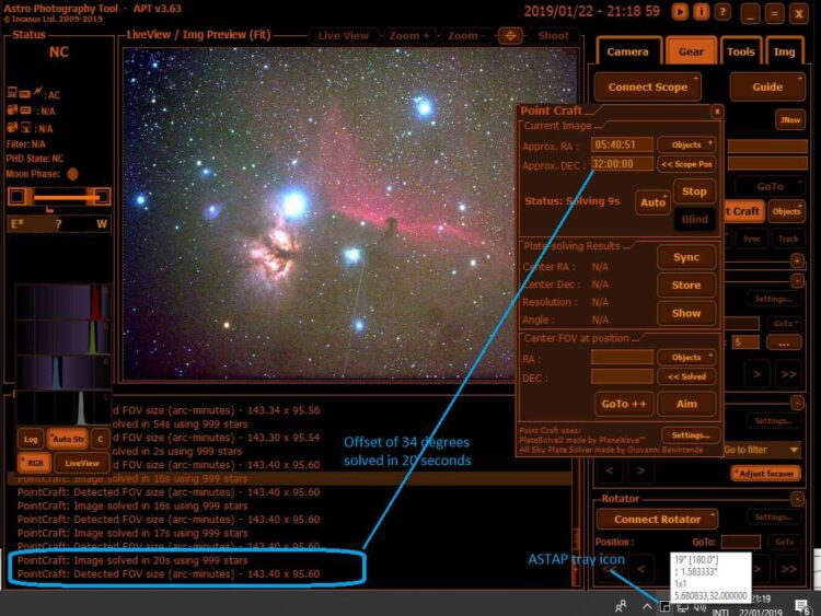 Blind solving met het ASTAP programma De plate solver/astrometric solver in het ASTAP freeware progr