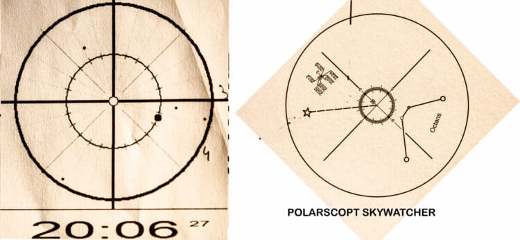 als ik de poolster wil plaatsen op de kruisdraden van de polarscope van de Skywatcher EQ6-R, dan zie