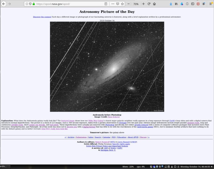 Zowaar een APOD, op de NASA APOD pagina is een “mouse over” waarbij de schone versie ook