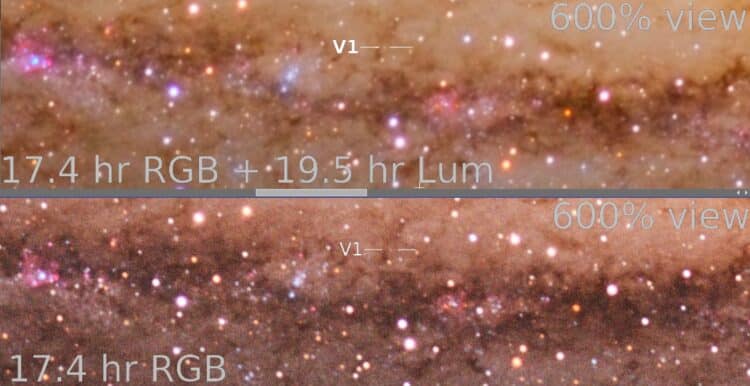 Een voorbeeld n.a.v. de vraag van Nicolàs m.b.t. het gebruik van Luminance, zie de verschillen in m