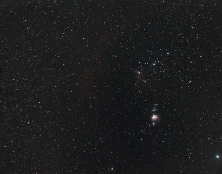 Ik heb nog een plaatje gemaakt van een gedeelte van het Sterrenbeeld Orion op 30 december met mijn O