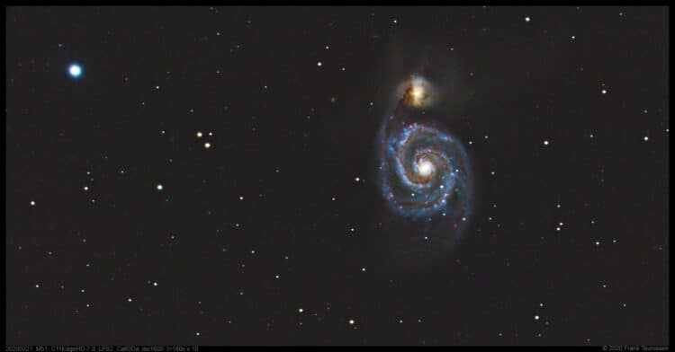 M51-NGC5194 “Whirlpool” galaxy, 21-22 maart 2020 Mijn opname van M51 door de C11 EdgeHD 