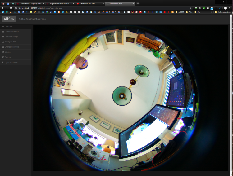 Ondertussen ben ik de AllSky software geschikt aan het maken om ook met de nieuwe HQ camera om te ku