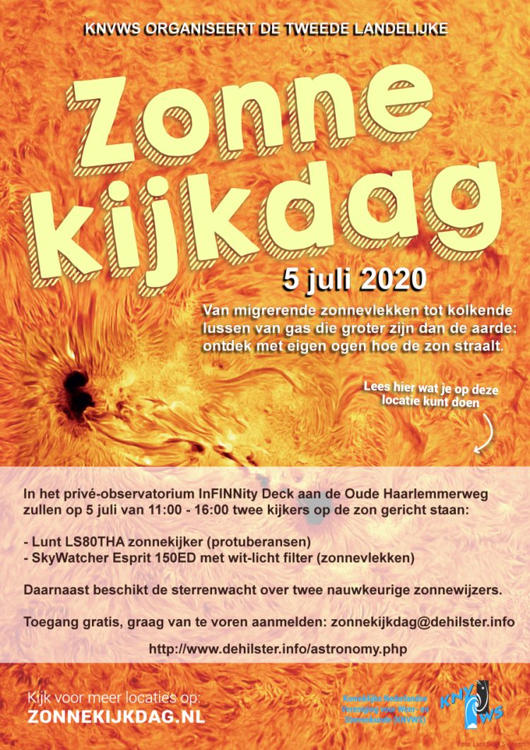 Net als afgelopen jaar is er ook dit jaar weer een zonnekijkdag, zoals te lezen op de website van de