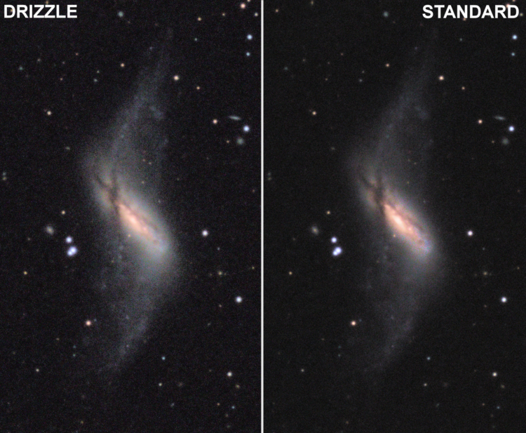 Na heel wat uurtjes stampen was de plaat gedrizzled. Vervolgens heb ik NGC660 er uit geknipt en die