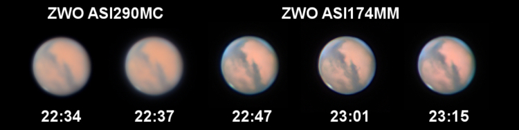 In de nacht van 3 op 4 oktober werd het opeens helder en stonden de Maan en Mars parmantig naast elk