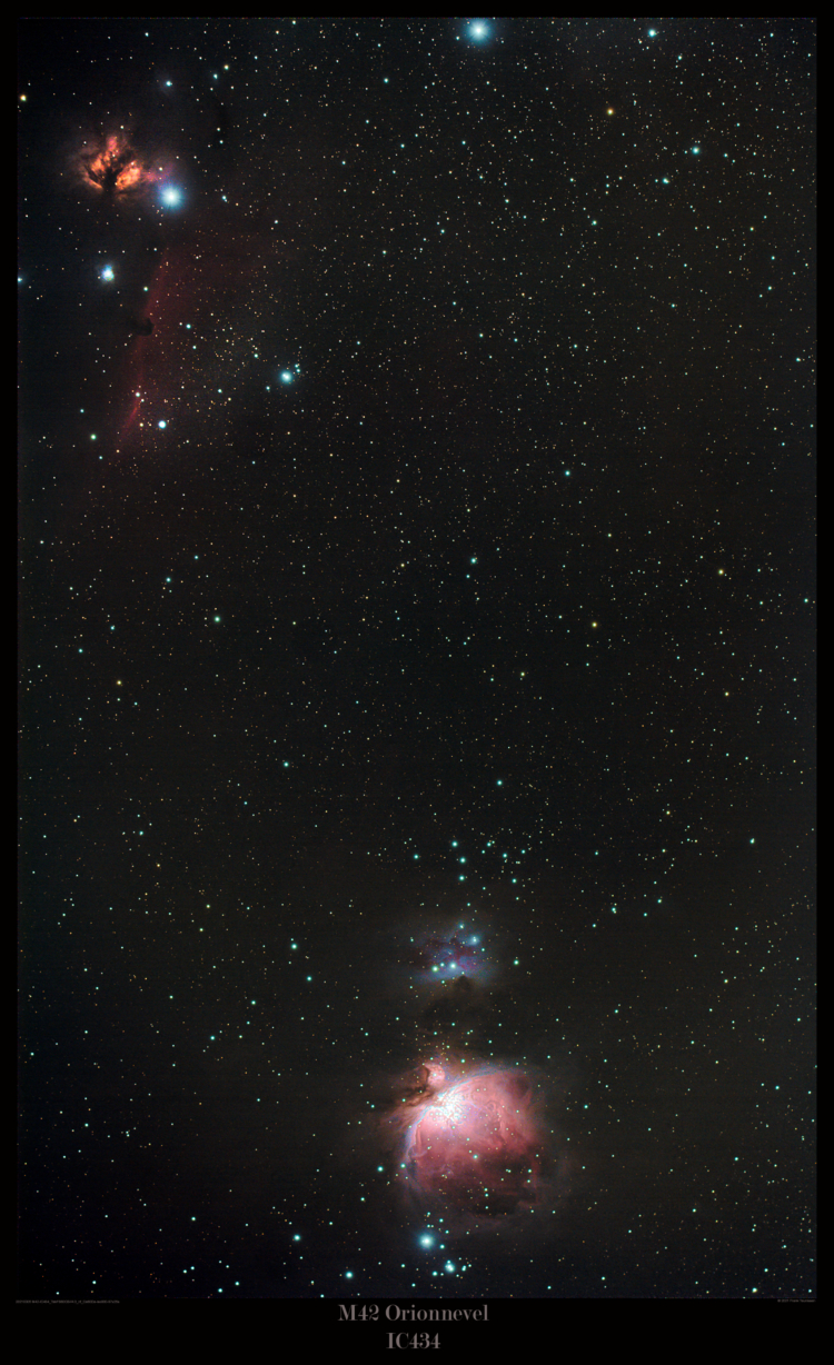 Dezelfde avond ook IC434 en M42 in Orion. TechTalk: SetUp : Takahashi FS60-CB f/4.3 op CGEM-5GT Came