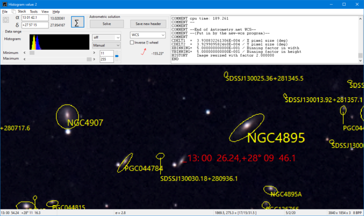 Heel vreemd dit sterrenstelsel is ook niet op de Deepsky Survey2 te vinden. Het lijkt een spookstels