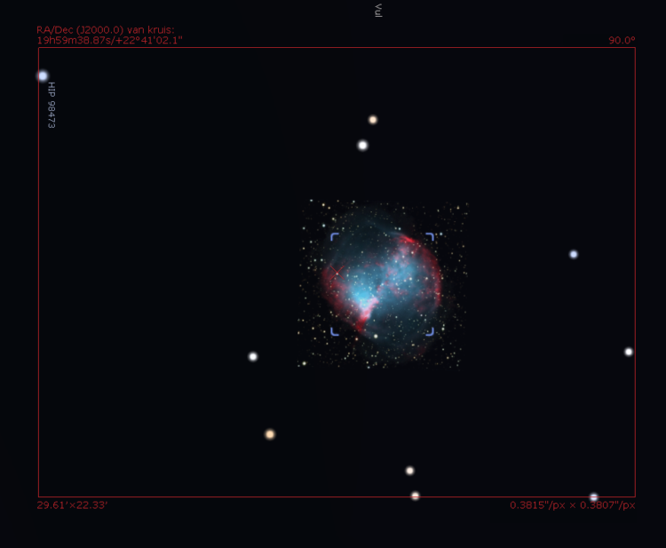 Hoi Rob, ik heb in Stellarium dezelfde uitsnede gemaakt als jij met de RC10, daarbij ervan uitgaande