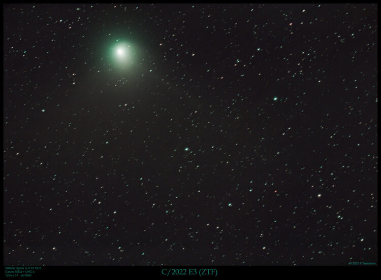 Op de avond van 31 januari nog maar eens twee pogingen ondernomen om de komeet vast te leggen voorda
