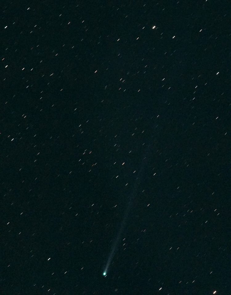 Foto genomen van de komeet C/2023 P1 Nishimura vorige week woensdagmorgen om ca 5,30 uur. De komeet